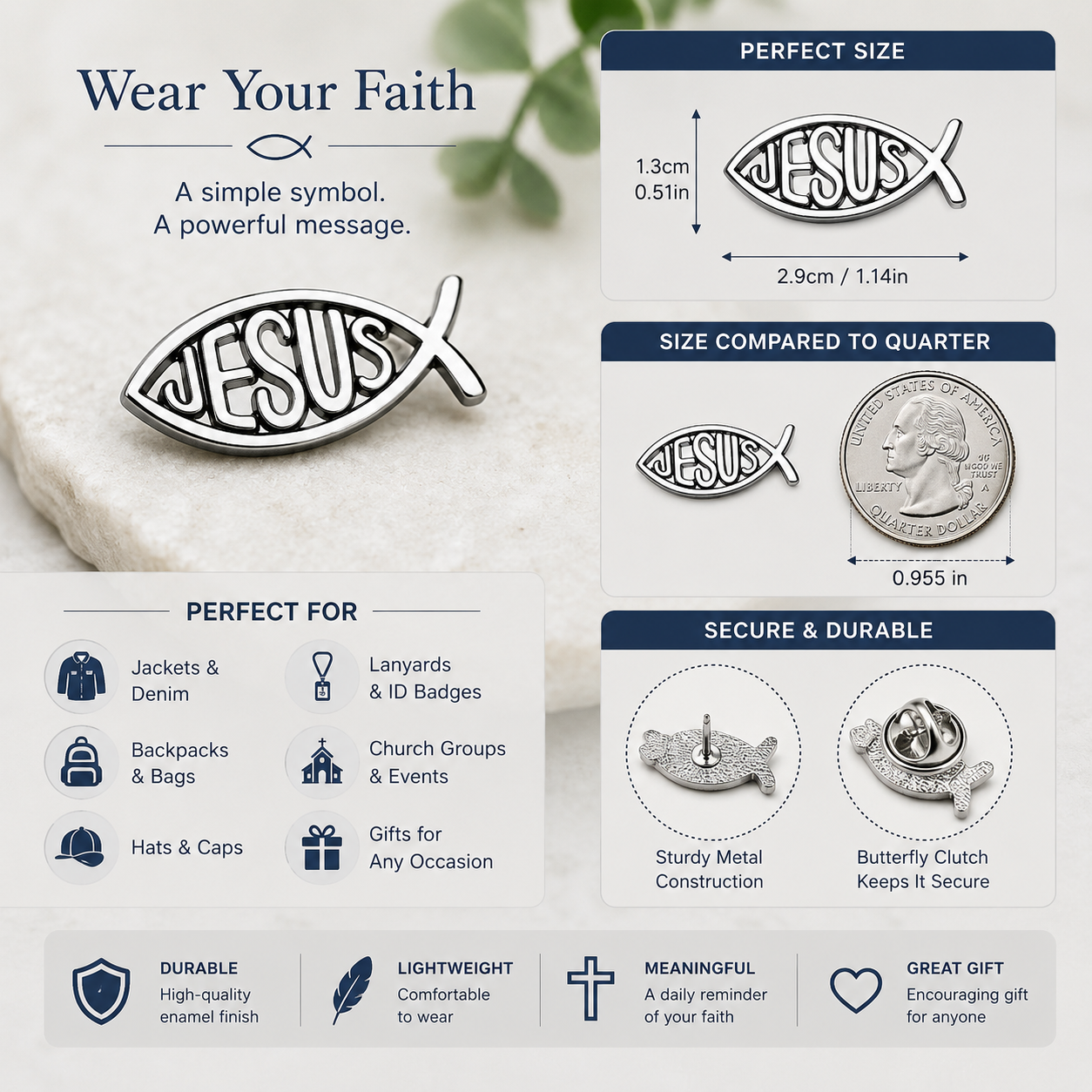 Jesus Ichthus Fish Pin
