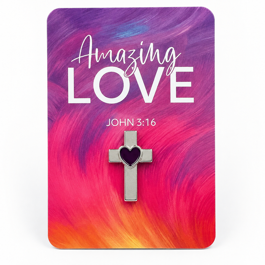 Amazing Love Cross Pin Heart – John 3:16