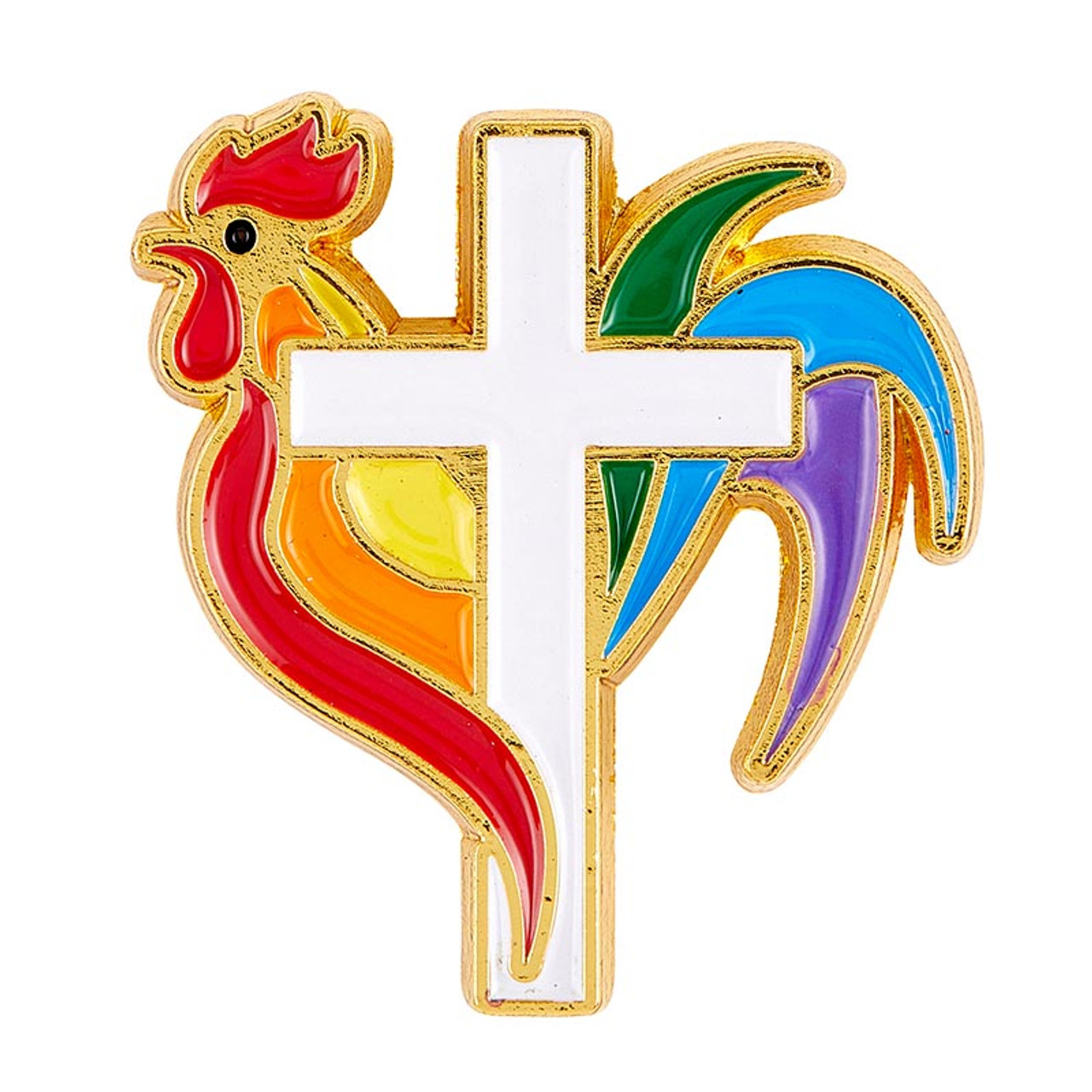 Colorful Rooster Lapel Pin